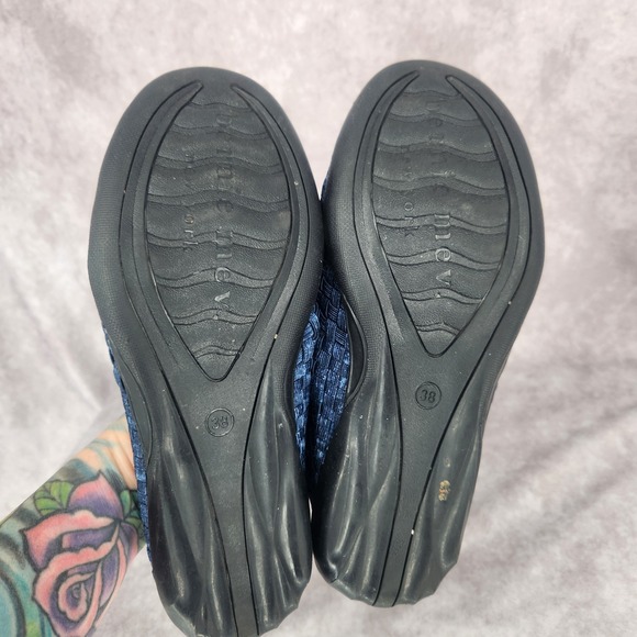 Bernie Mev CATWALK Women's Shoes 38 (7.5) Woven Slip-On Stretch Navy Blue Flats - Picture 5 of 5
